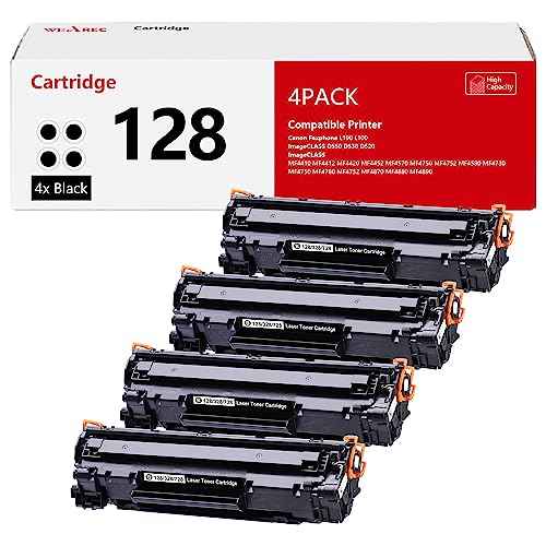 Compatible Toner Cartridge Replacement for Canon 128 CRG128 Work with Faxphone L190 L100 ImageCLASS D550 D530 MF4410 MF4412 MF4420 MF4452 Printer(4-Pack)