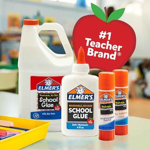 Elmer's Disappearing Purple School Glue Sticks, Washable, 6 Grams, 12 Count - Poster, Vision Board, Back to School, #1 Teacher Brand