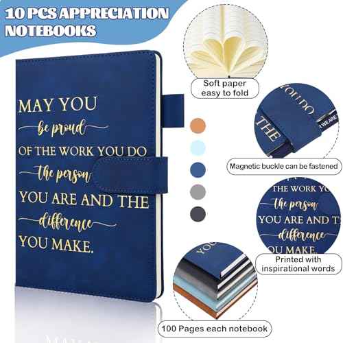Booson 20 Pcs Employee Appreciation Gifts Bulk Thank You Leather Journals Inspirational Ballpoint Pens Motivational Notebooks for Team Nurses Volunteers Retirement Coworker Leaving Gifts (Classic)