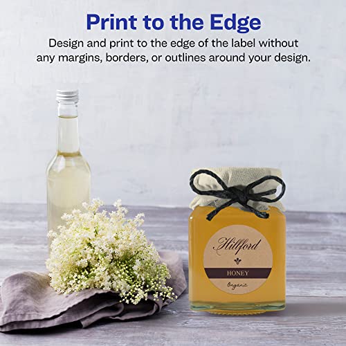 Avery Kraft Brown Round Labels with Sure Feed, 2" diameter, 600 Kraft Brown Labels, Print-to-The-Edge, Laser/Inkjet Printable Labels