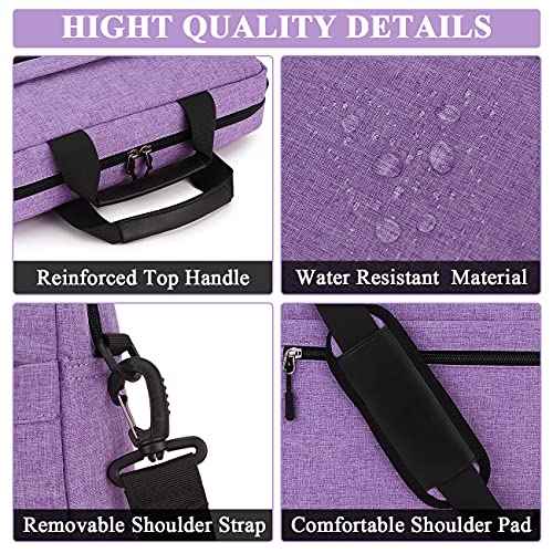 RAVUO Laptop Bag for Women, 15.6 inch Lightweight Shoulder Bag Water Resistant Shockproof Laptop Sleeve Case Business Briefcase with Shoulder Strap Purple