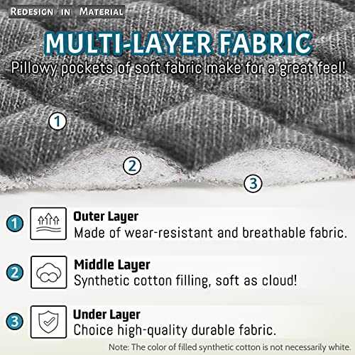 Roytub 2-Pack Grey Stretch Couch Arm Covers 17.5 x 6.3 x 8.2 in, Breathable Quilted Sofa Armrest Protectors