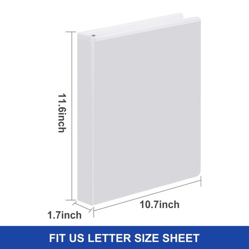 Comix D-Ring Basic View Binder 1 inch 3 Ring Binders, Hold 225 Sheets of 8.5" x 11" Paper, 12 Pack (White)