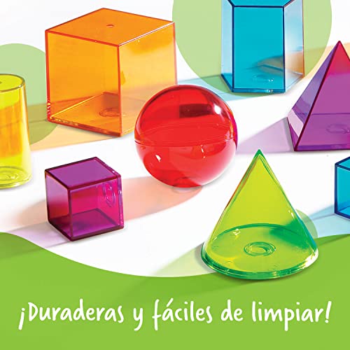Learning Resources View-Thru Geometric Solids Helper - Transparent 3D Shapes for STEM Education