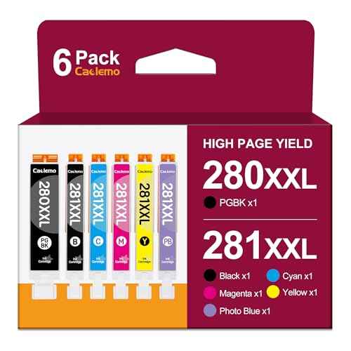 PGI-280XXL/CLI-281XXL Compatible for Canon Ink 280 and 281 Cartridges Work for Canon TR8520 Ink Cartridges Work for Pixma TR8620 TR8620A TS9120 TS6320 TR7520, 5 Pack + Photo Blue