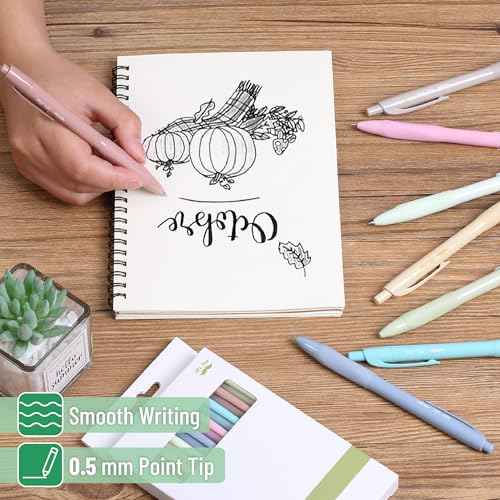 Mr. Pen- Retractable Gel Pens, 8 Pack, Black Ink, Soft Grip, Soft Pastel Barrel Gel Pens Fine Point 0.5mm, Back to School Supplies