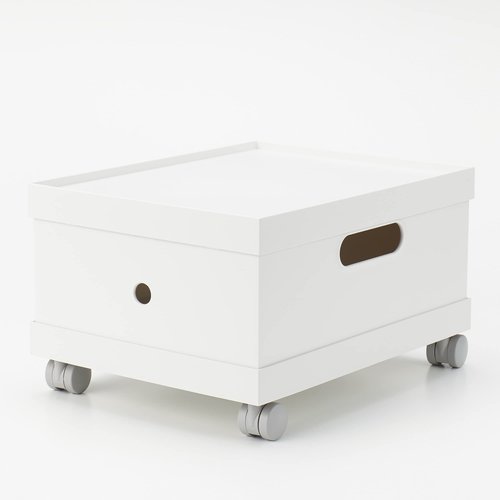 MUJI 44902868 Polypropylene File Box Standard Caster Lid White Gray, 9.8 in Width