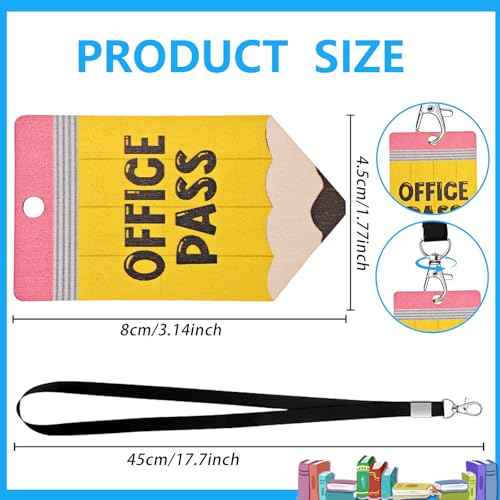 6 Sets Durable Wooden Classroom Pass Lanyards for School - Restroom,Library,Office Nurse Permission Passes for Elementary Middle High School