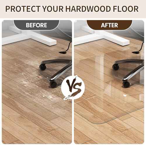 Warmstar Clear Office Chair Mat for Hardwood Floor,36"x55" Plastic Floor Mat Clear Rolling Mat for Office Chair No Curling,Heavy Duty Clear Desk Chair Mat Wood Tile Floor Mat for Office & Home