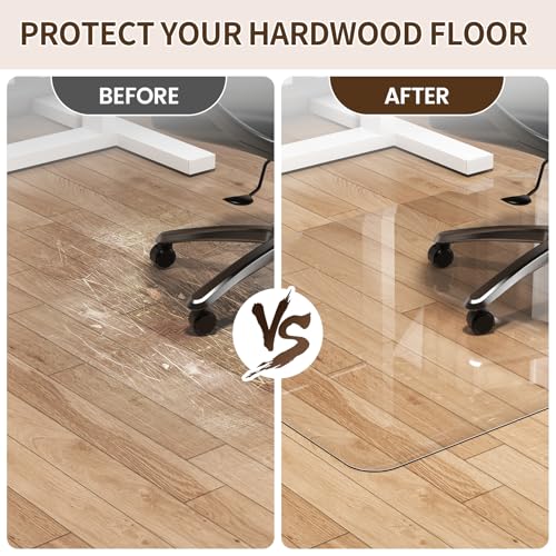 Warmstar Clear Office Chair Mat for Hardwood Floor,46"x72" Plastic Floor Mat Clear Rolling Mat for Office Chair No Curling,Heavy Duty Clear Desk Chair Mat Wood Tile Floor Mat for Office & Home