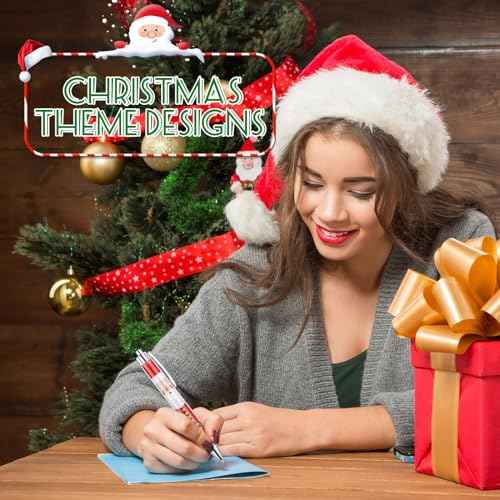 Tenceur 100 Pcs Christmas Pens Christmas Novelty Pens Bulk Xmas Ballpoint Pen Rollerball Pen Xmas Gift for School Office Home Supplies(Cute Colors,Cartoon Figure)