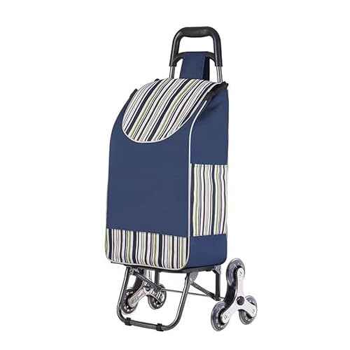 HUYINGC Portable Trolley Folding Cart with Wheels Good for Shopping Carry Things-Blue-T6