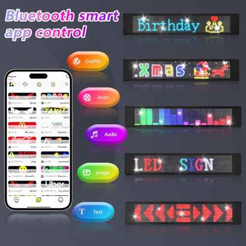 LED Sign, 23"x5" Programmable LED Sign with Bluetooth APP Control - Huge Bright Scrolling Text/Animations for Car, Store, Christmas Advertising (Pre-Made & Custom Modes)