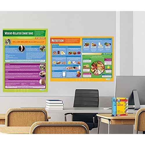 Daydream Education Health, Fitness and Well-Being Classroom Posters - Set of 5 - EXTRA LARGE 33" x 23.5" - Gloss Paper - PE Middle & High School Class Decoration - Wall Charts
