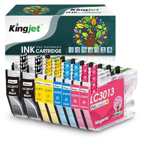 Kingjet LC3013 Ink Cartridges Compatible for LC3013 LC3011 Ink Cartridges BK/C/M/Y Replacement for Brother LC3013 LC3011 Use with Brother MFC-J497DW MFC-J491DW MFC-J690DW MFC-J895DW Printers,8 Pack