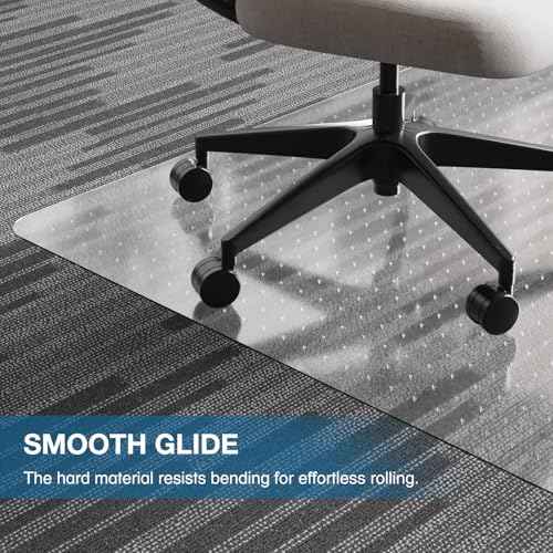 Chair Mat for Carpet, 36" x 48" Desk Chair Mat for Carpeted Floors, Non-Slip Office Vinyl Mat for Carpet with Studded, Easy Glide Heavy Duty Floor Protector Mat for Home Office, Clear