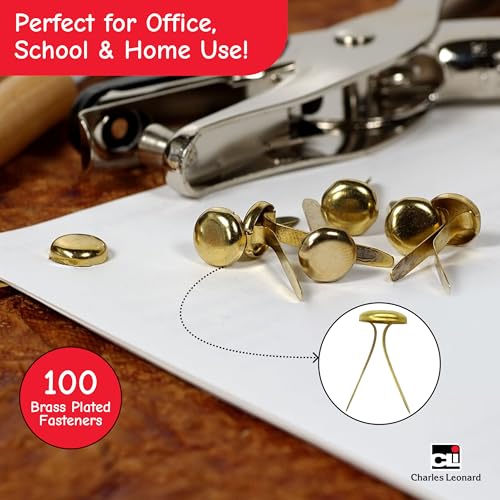 Charles Leonard Brass Plated 1" Shank Round Head Fastener (10 mm) — 4R-BP