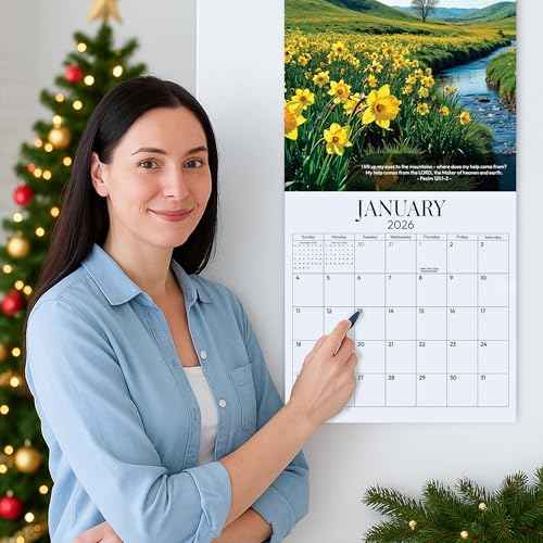 2026 Wall Calendar Christian, Bible Verse Calendar 2026, 12 Monthly Religious Spiritual Scripture Gifts For Men, Women, NIV Biblical Quotes Catholic Present, Jesus Faith Home Office Decor 12X12"