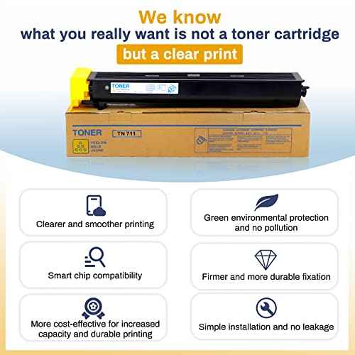 711 TN712 Yellow Toner Cartridge for Konica Minolta TN711K TN712K(A3VU030) Toner Compatible with Bizhub C754 C654 754E 654E Toner Page Yield 47200 (1 Pack)¡¦