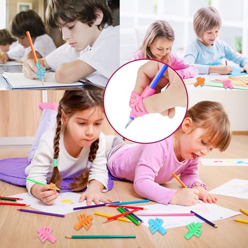 SANNIX 16-Pack Two-Finger Silicone Pencil Grips for Kids Handwriting - Left & Right Hand