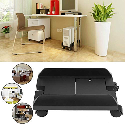 Universal Adjustable 5.7''-9.7'' Computer Tower Stand with 4 Castor Wheels, Black