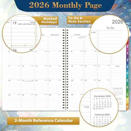 2026 Planner - Planner 2026 Weekly and Monthly from January to December, 9" x 11", 2026 Weekly Monthly Planner with Inner Pocket, Colorful Coated Tabs