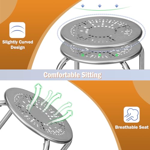 POWERSTONE 6-Pack Stackable Metal Stools - Portable Nesting Chairs for Classroom, Home, Office (Grey)