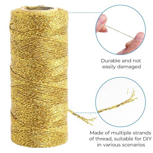UBCGOTT Gold String Twine 328 ft 1.5 mm for Gift Wrapping & Crafts (Variant: Gold)
