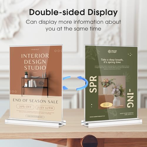 MaxGear Acrylic Sign Holder 8.5 X 11 Inches 1 Pack, Double Sided Plastic Display Stands Table Top Acrylic Frame, Clear Paper Holder Menu Flyer Stand for Stores, Restaurants, Hotels, Office