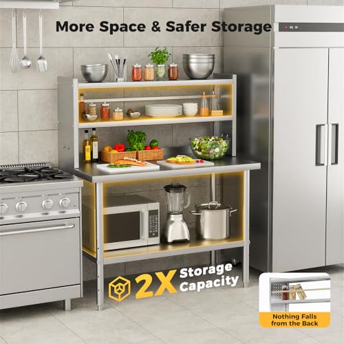 CAMMOO 24x48 NSF Stainless Steel Prep Table with Shelf & Casters - Commercial Kitchen Workbench