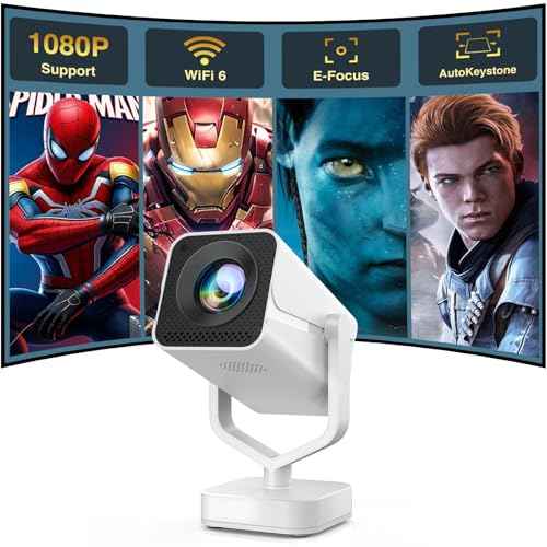 Mini Portable Projector with WiFi 6 and Bluetooth 5.2, 1080P 4K Support, 200 ANSI Lumens, Electric Focus &Auto Keystone 270¡Æ Rotatable Movie Wireless Projector for Phone, Compatible with TV Stick/HDMI