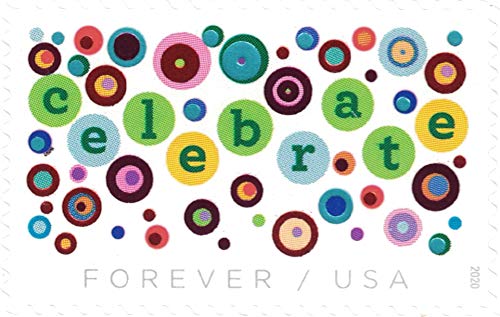 USPS Celebrate Forever Stamps Sheet of 20 - Colorful Circular Design