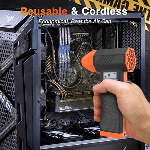 Compressed Air Duster,4 Gear Adjustable 130000RPM Electric Air Duster, Rechargeable Cordless Air Blower with LED Light for Computer Keyboard Electric Devices Cleaning. Replaces Compressed Air Cans