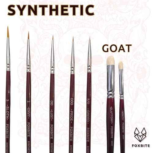 FOXBITE 7 Set Brushes for Miniature Painting Synthetic Modeling Pieces Fine Detail Paint Brush Miniature Painting Kit Mini Paints Acrylic for Warhammer minipainting
