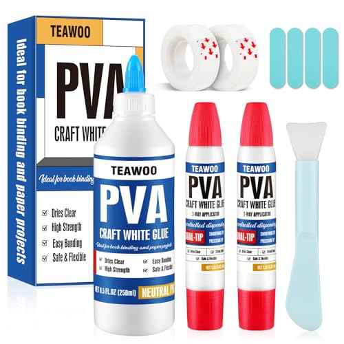 Book Repair & Binding Glue Kit ? 8.5 Oz + 2¡¿1.35 Oz Acid-Free PVA Adhesive ? Neutral pH, Dries Clear & Flexible for Books, Crafts, Collages & Paper Art, Used for Bookbinding and Book Repair