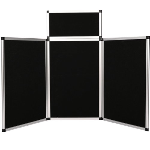 ISXACFF 3+1 Panel Trade Show Presentation Board 70.8“ x 35.4” Folding Panel Table Top Display Tri Fold Display Board Black Single Sided Tabletop Display 4 Panels (Black)