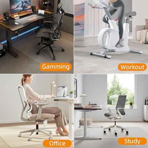 Office Chair Mat for Carpet - 36x48 Inch Plastic Computer Desk Floor Protectors for Chairs Clear Under Desk Rug Pad for Rolling Gaming Chair
