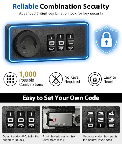 KYODOLED 40-Key Lock Box with Resettable 3-Digit Combination (White-01) Wall Mount