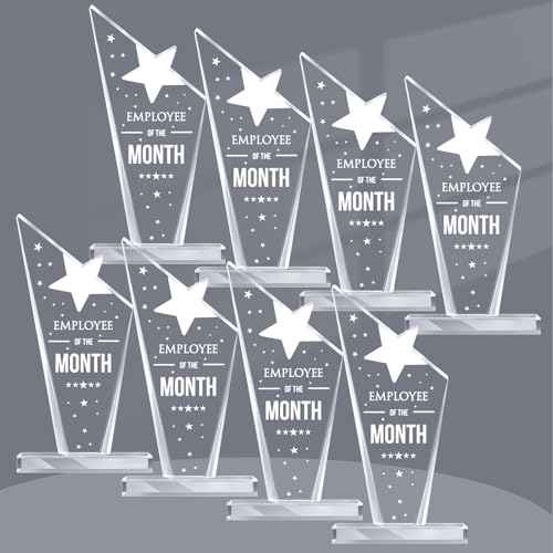 Roowest 8 Pcs Employee of The Month Plaque Employee Month Appreciation Awards Gifts Bulk Coworker Staff Acrylic Trophy Reward Sign Keepsake for Thanksgiving Colleague Volunteer Team Office Teacher