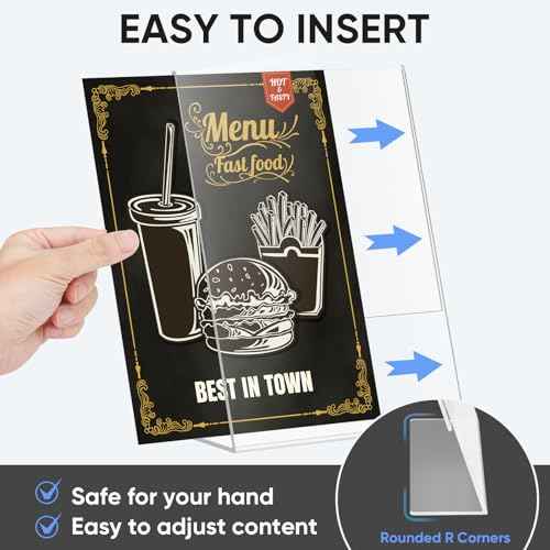TICONN 8.5 x 11 Acrylic Sign Holder, L Shape Clear Sign Stand for Displaying, Plastic Paper Holder for Office, Store, Restaurant (Vertical 3 Pack)