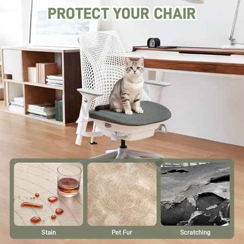 Cotton Linen Chair Seat Covers for Herman Miller Sayl Office Chair - Dust and Stain Resistant, for Sayl Office Chair Seat Cover (Gray)