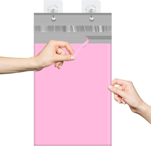 Fuxury Heavy Duty Poly Mailers - 12x15.5" Self-Sealing Shipping Bags, 100 Pack, Pink