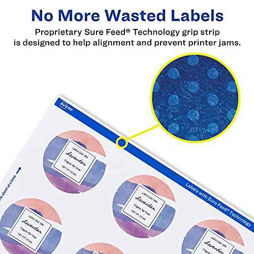 Avery Matte White Round Labels, Sure Feed Technology, 2" Diameter, 600 Matte White Printable Labels