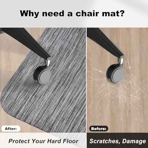 Office Chair Mat for Hardwood & Tile Floor, 36"x48" Desk Computer Chair Mat, Anti Slip, Non-Curve, Floor Protector Under Desk Low-Pile Office Rug for Rolling Chair