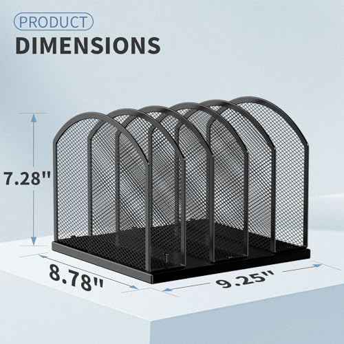 5-Section Vertical Desktop Organizer, 5-Section Mesh File Folder Stand Sorter for Office Home Classroom Organization (1, Black)