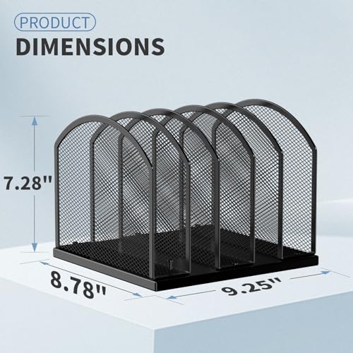 Gawerk 2 Pack Black 5-Section Desktop Organizer - Mesh File Folder Stand, Office & Home Storage