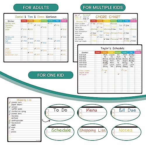 Clever Clean Magnetic Dry Erase Chore Chart & List Board Set - Kids, Teens & Adults - 14.5x11 Inches with Markers - Chore+List Variation