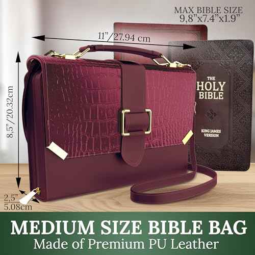 DEHITE Bible Cover Case for Women ? Bible Carrying Bag ? Pen Slots ? Zippered Pocket ? Shoulder Strap