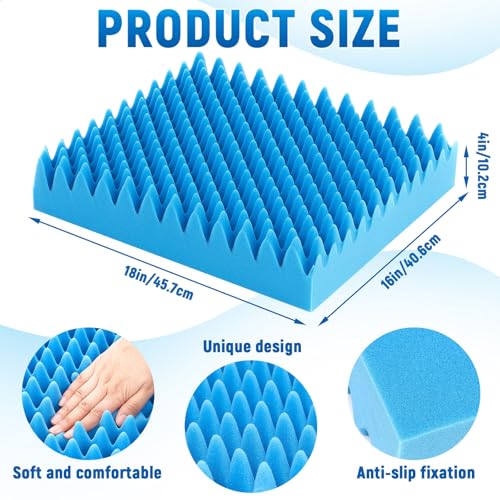Geiserailie 2 Pcs Egg Foam Pad - 18 x 16 x 4 Inches Egg-Shaped Blue Cushion Set