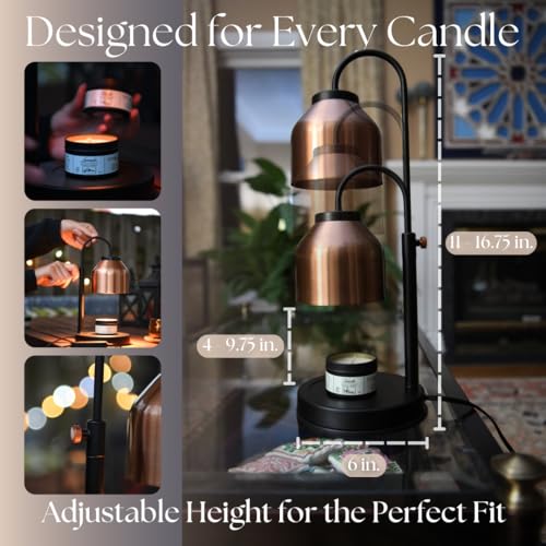 Candle Warmer Lamp with Timer & Dimmer, Copper Shade with 2 Scented Candles & 2 Bulbs, Gifts for Women, Mom, or Housewarming ? Home Decor